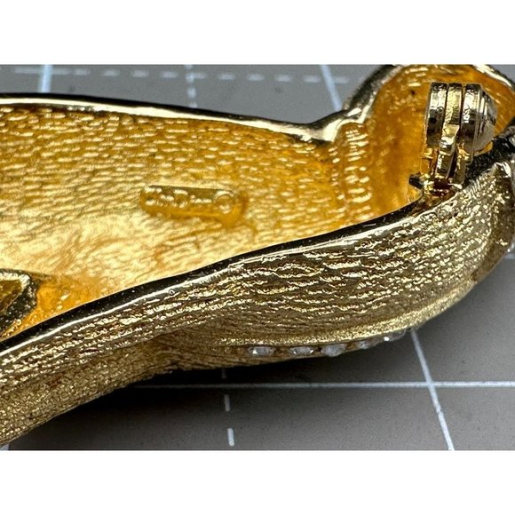 Vintage Christian Dior Gold Plated Siamese Cat Brooch with Clear Crystal Stones - Picture 5 of 5